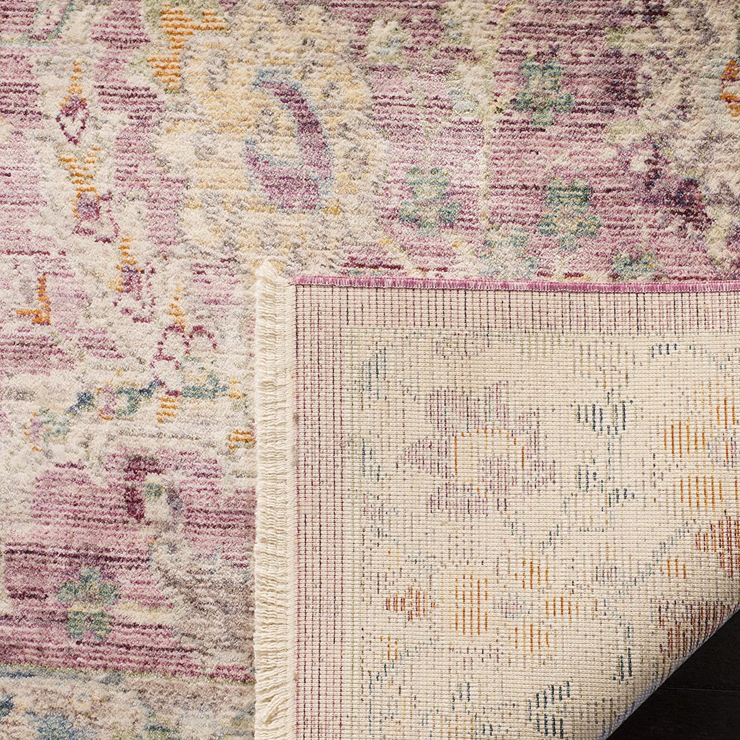 Illusion Collection ILL703F Vintage Distressed Viscose Area Rug, Rose / Cream