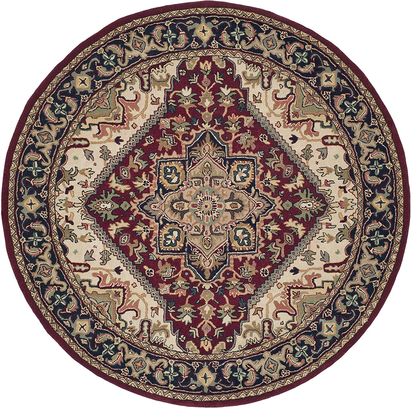 Oriental Heriz Medallion Red Wool Area Rug