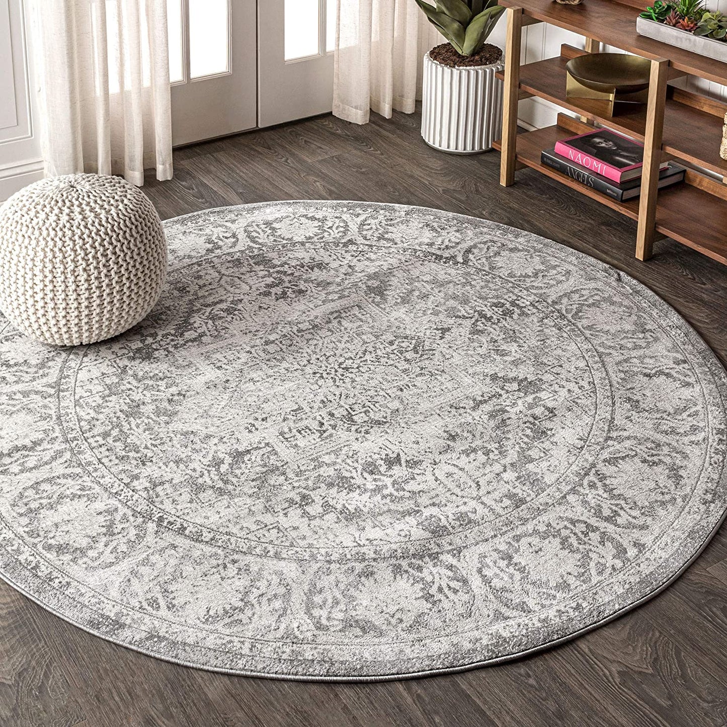Modern Persian Vintage Medallion Area Rugs Light Grey