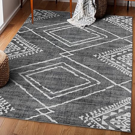 Non-Shed - Eco-Friendly, Machine Washable Rug - Stain Resistant, Made from Premium Recycled Fibers - Abstract Contemporary - Blue, 2'6" x 6'