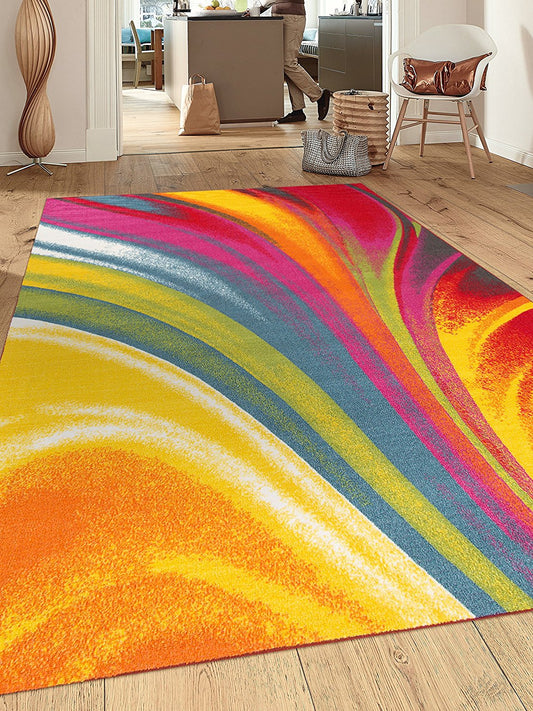 Vibrant Waves Area Rug Non-Slip/ No Skid