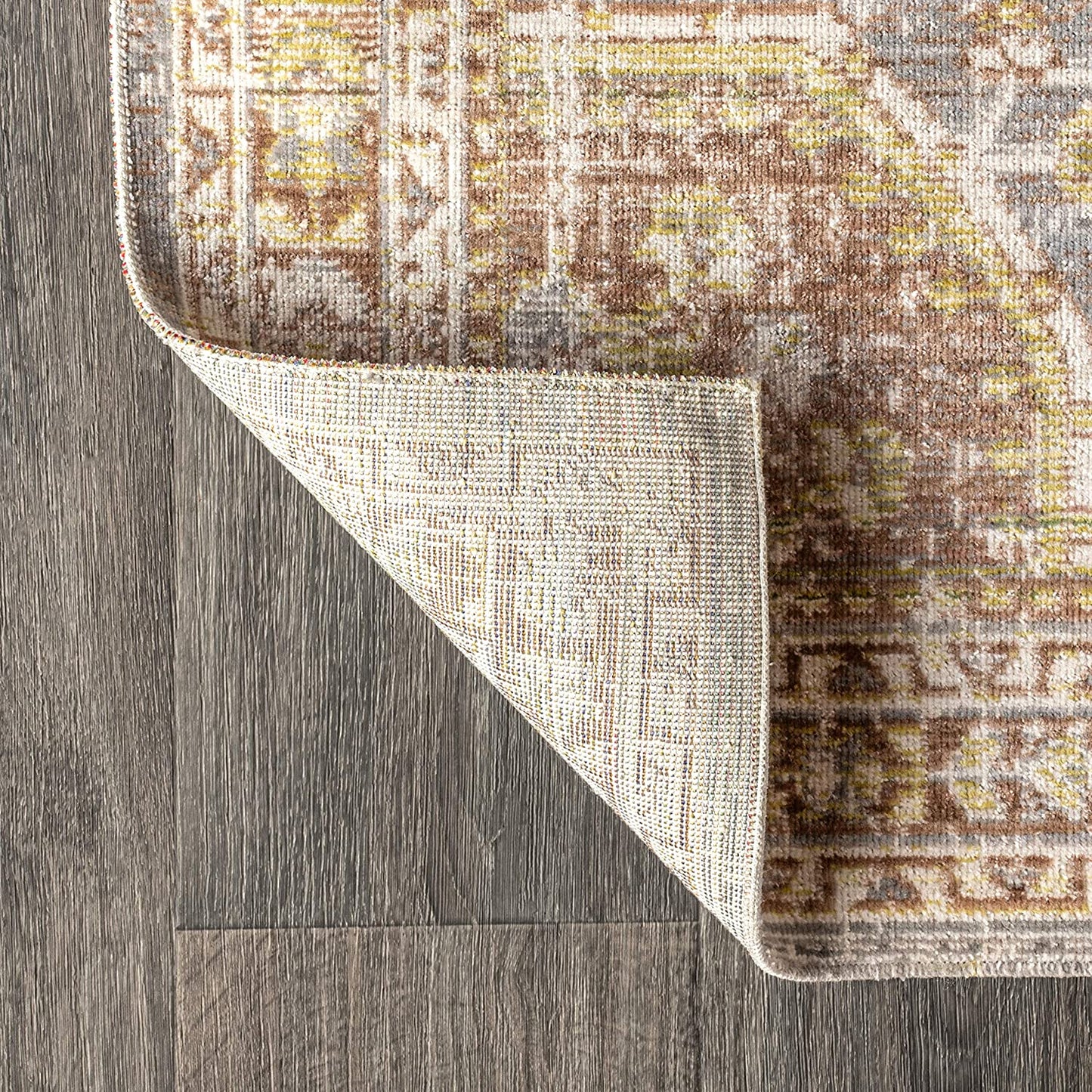 Petras Modern Ornate Medallion Area Rug, Gray/Brown