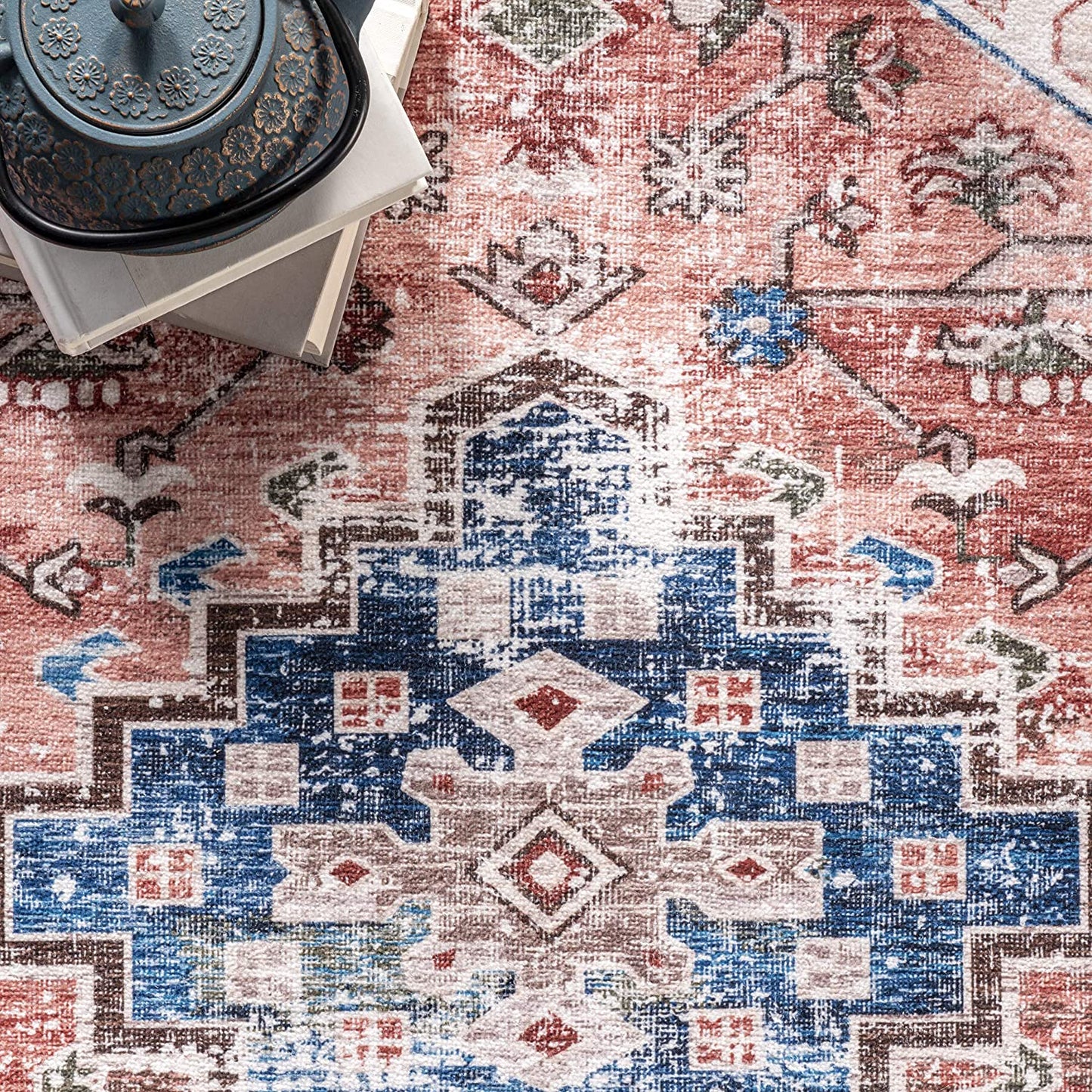 Eliza Machine Washable Multi Traditional Medallion Rug