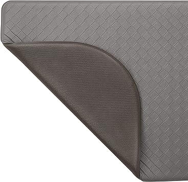 Anti Fatigue Kitchen Mat (17.5" x 32", Dark Grey Wedge) Half Circle Basketweave Design, Non-Slip Cushioned Comfort Chef Mat, Standing Desk Mat/Rug for Relief & Support