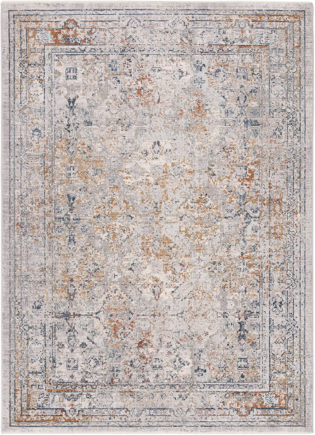 Winston Collection Distressed Soft Area Rug Light Grey / Cream