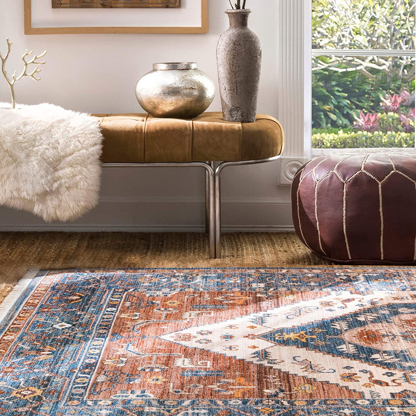 Mabel Tribal Area Rug, Rust