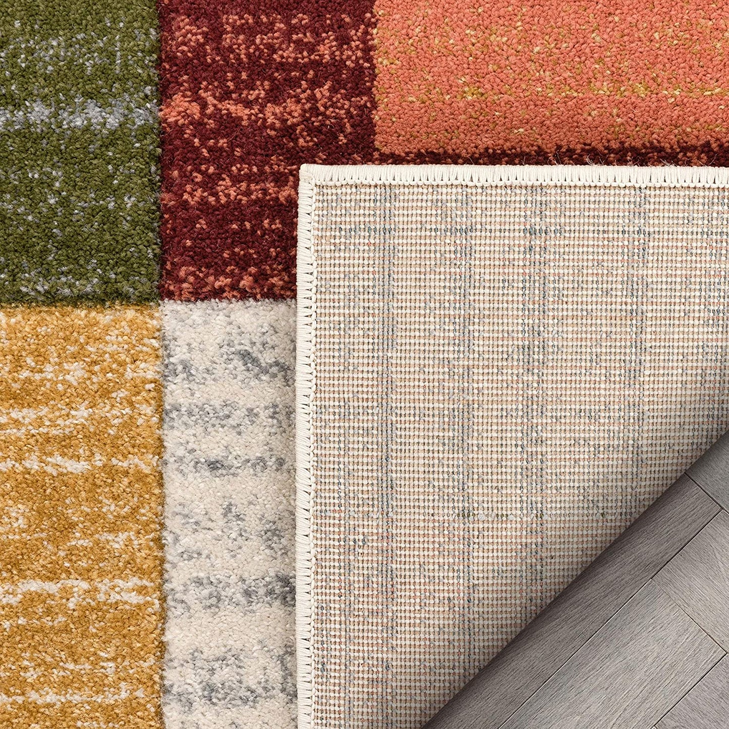 Multi Modern Geometric Boxes Pattern Area Rug