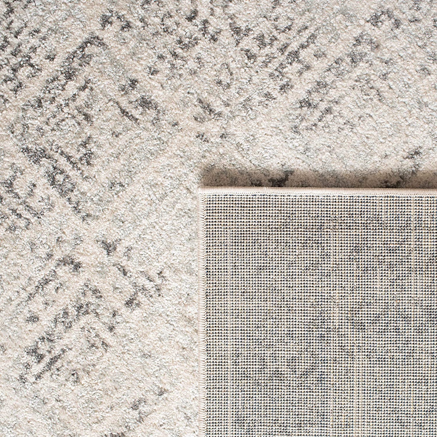 Moroccan Boho Distressed  Area Rug Ivory / Grey