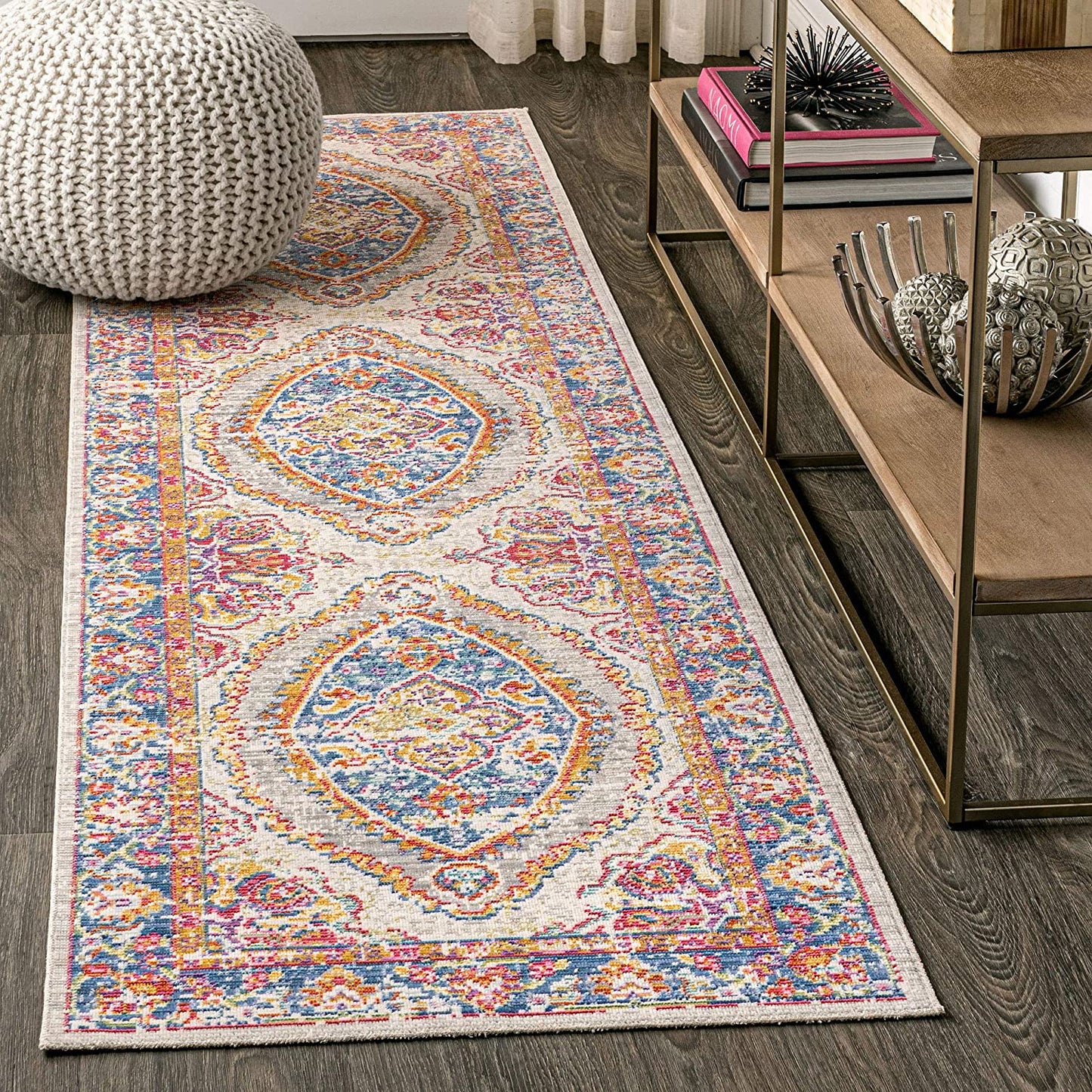 Kilia Medallion Fuschia/Mustard/Indigo Soft Area Rug
