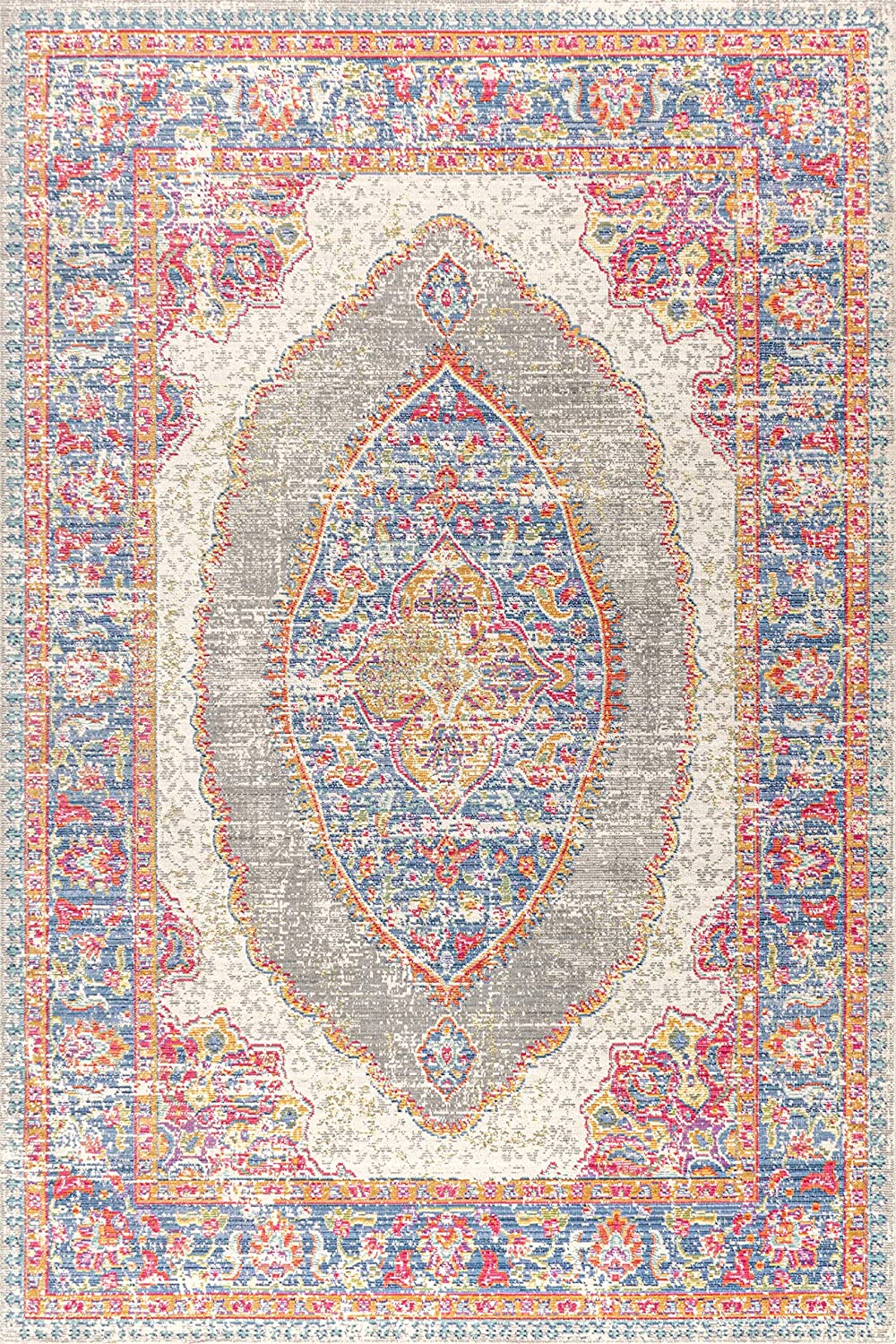 Kilia Medallion Fuschia/Mustard/Indigo Soft Area Rug