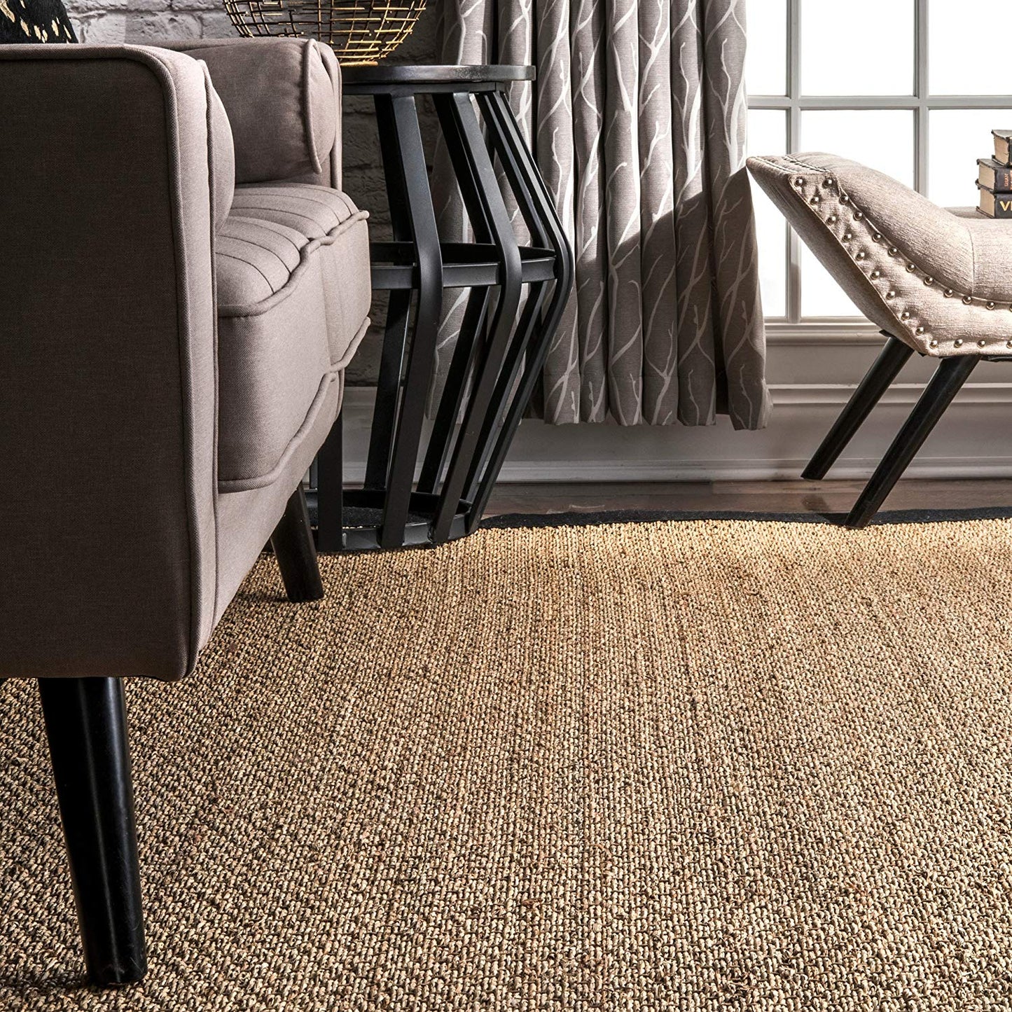 Premium Sea grass Natural Black Area Rug