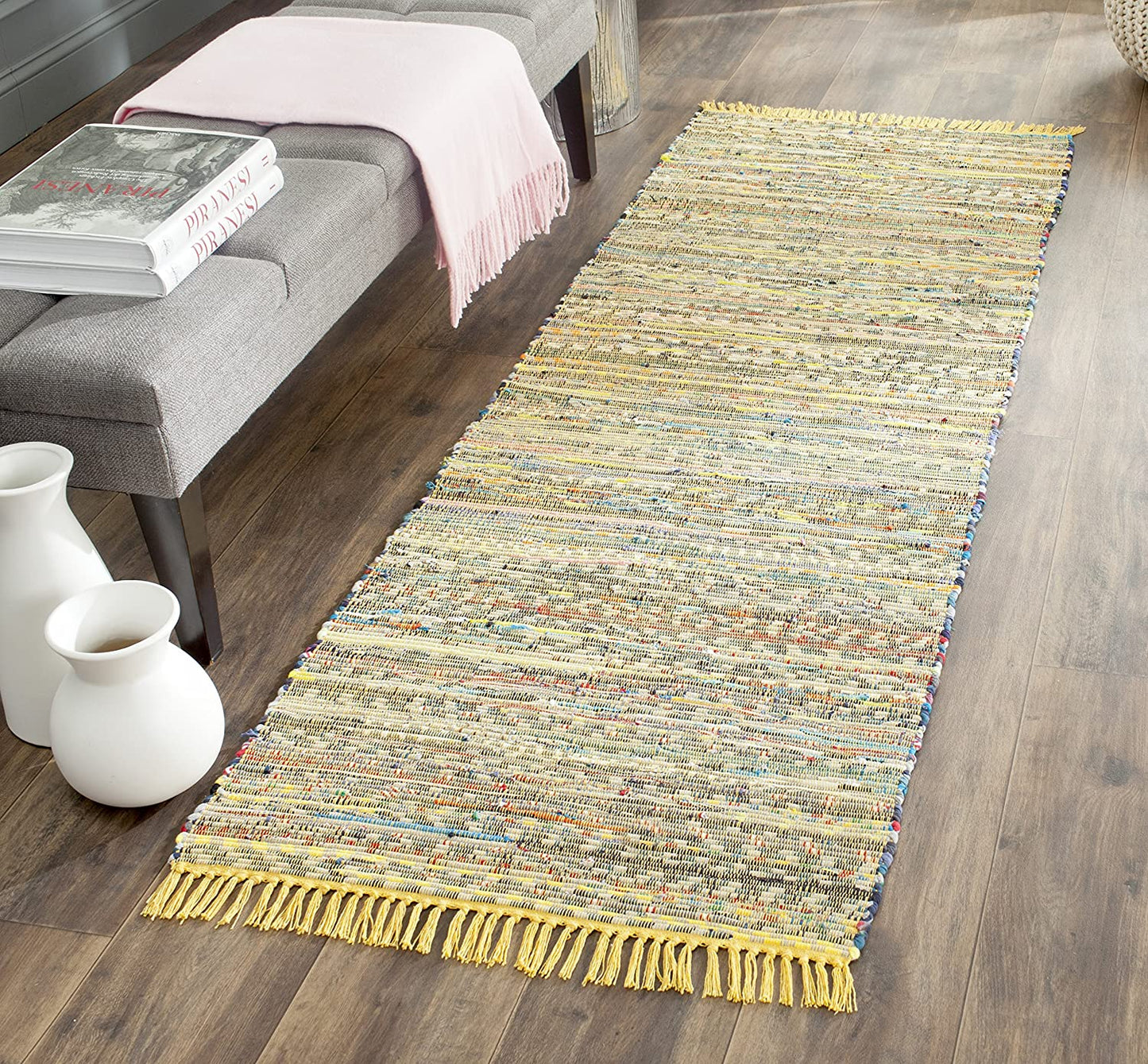 Hand Woven Yellow and Multi Cotton Runner