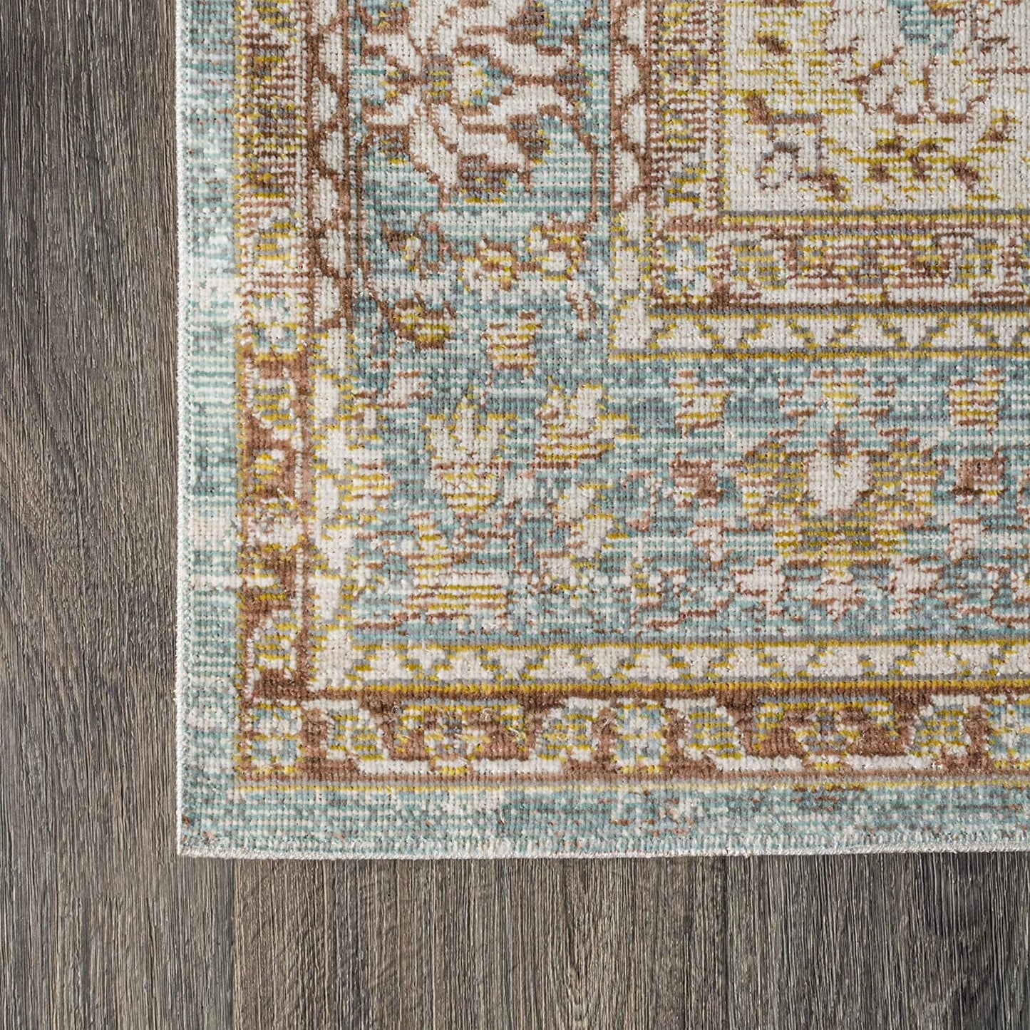 Khilana Floral Medallion Runner Rug, Chambray Blue/Ivory