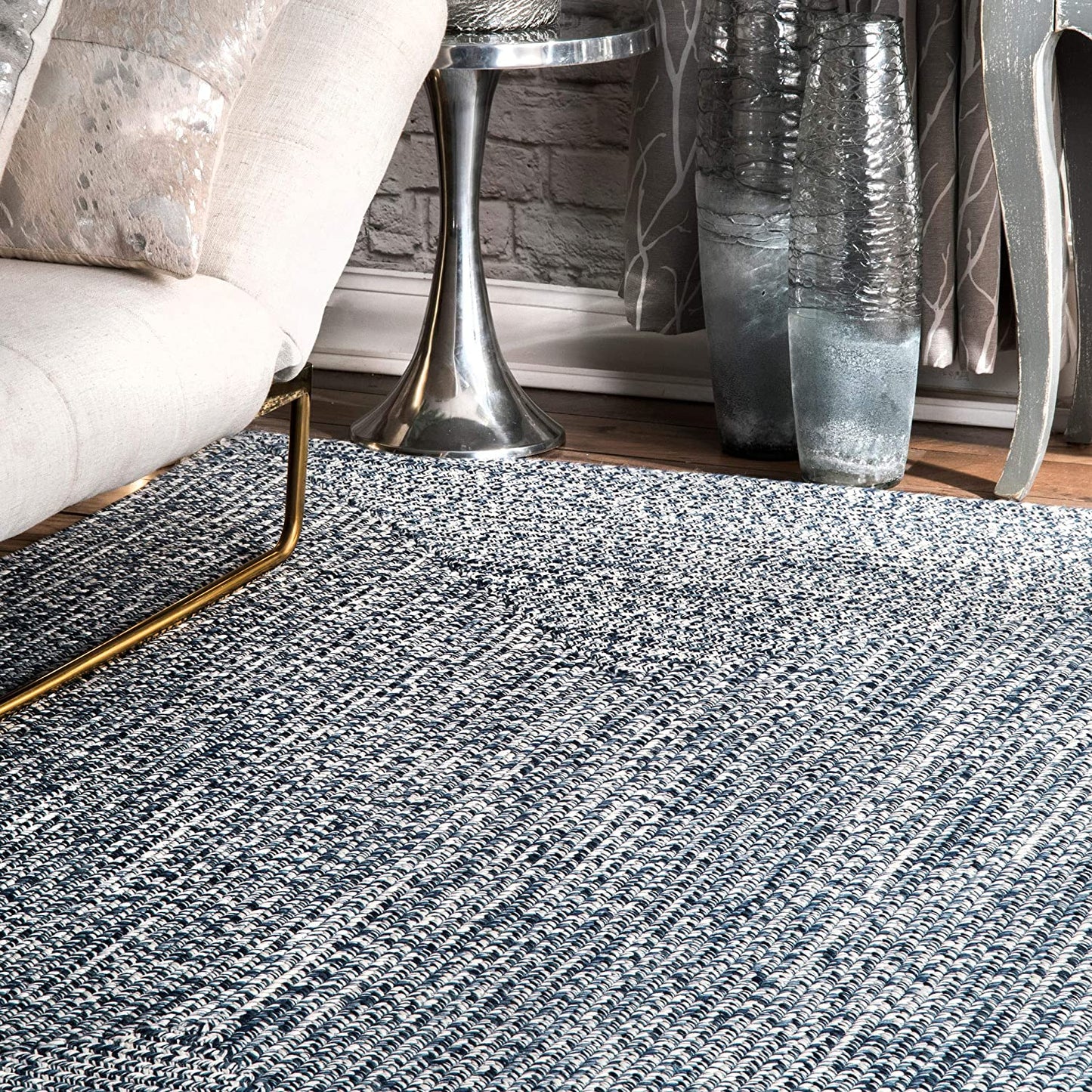 Braided Light Blue Indoor/Outdoor Soft Area Rug
