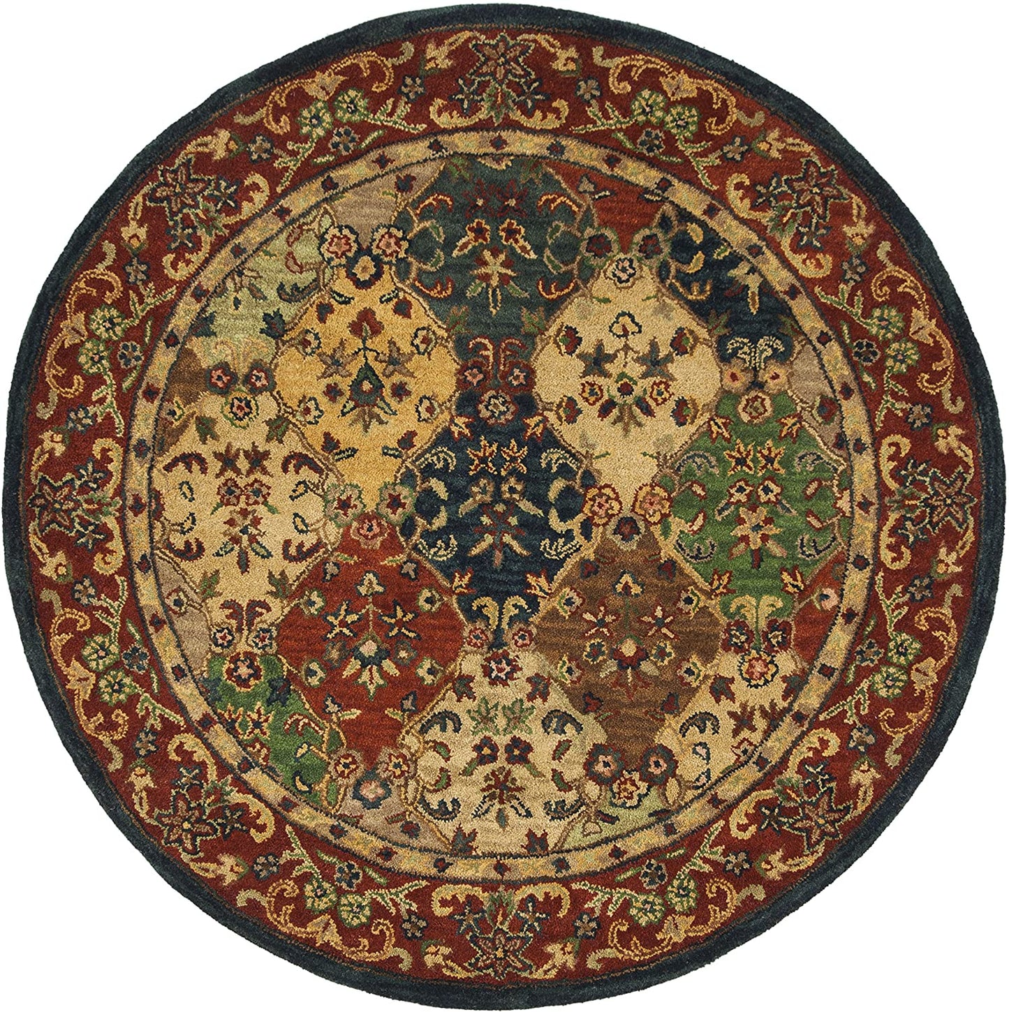 Handmade Traditional Oriental Premium Wool Area Rug, Beige / Burgundy