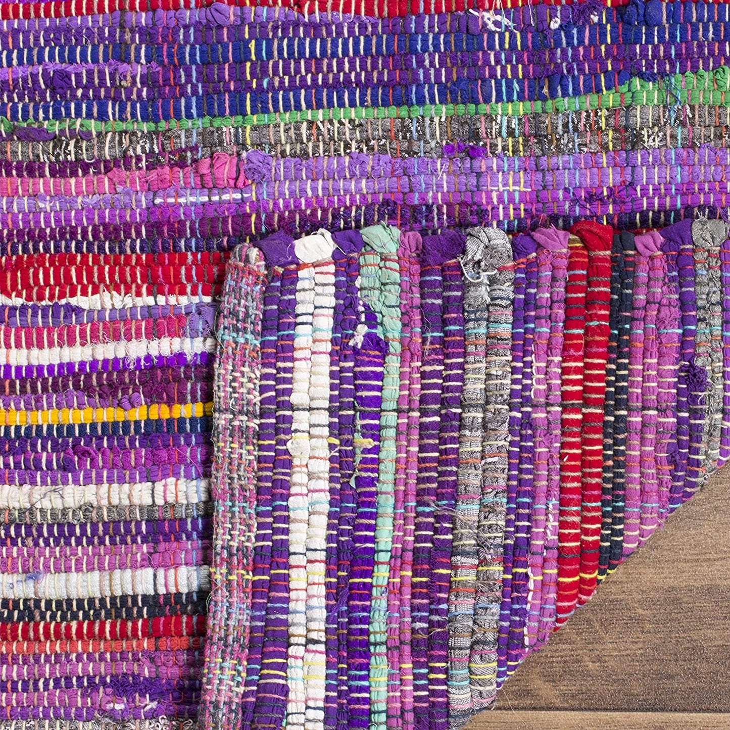 Hand-woven Cotton Area Rug, Purple/Multi