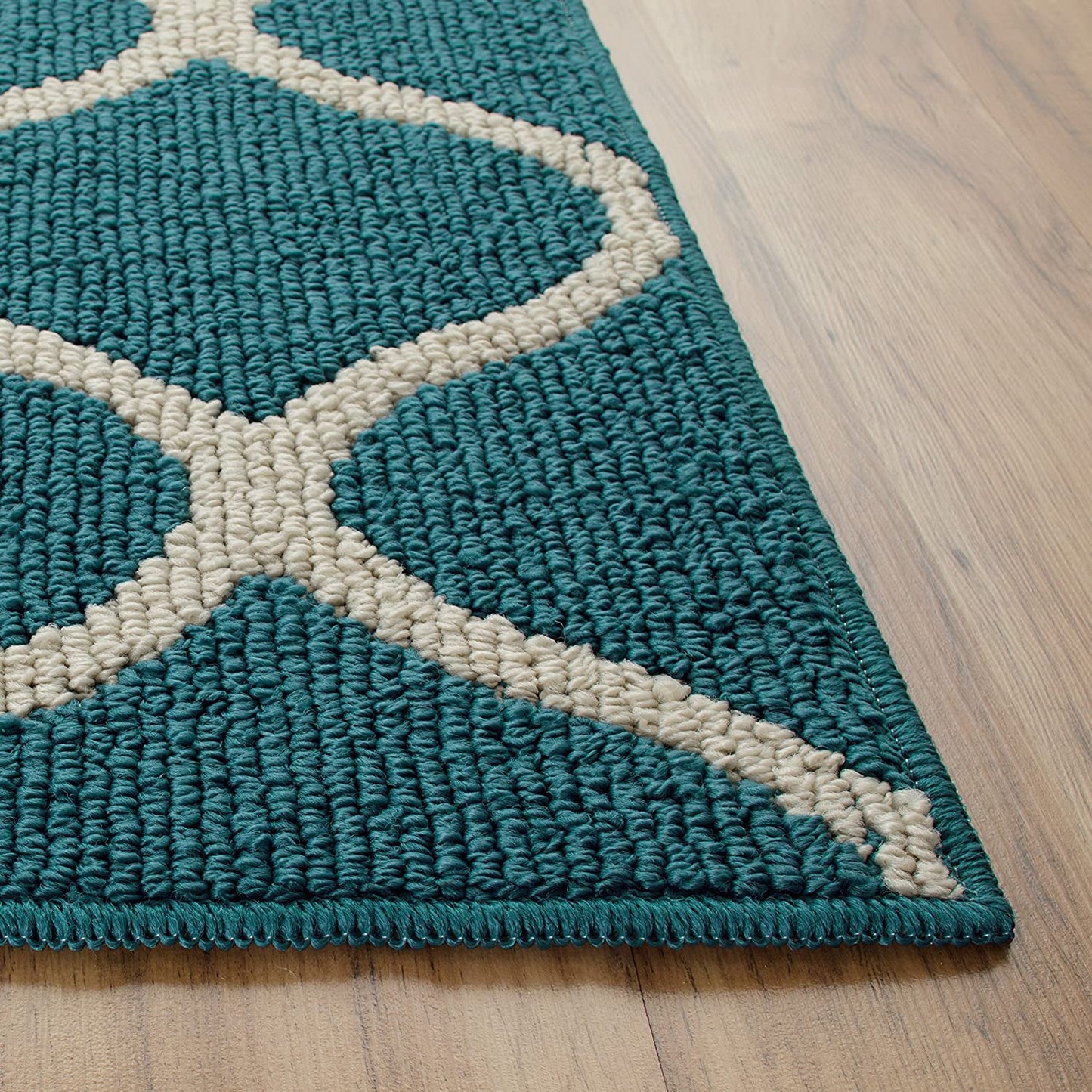Maples Rugs Rebecca Contemporary Runner Rug Non Slip Teal/Sand