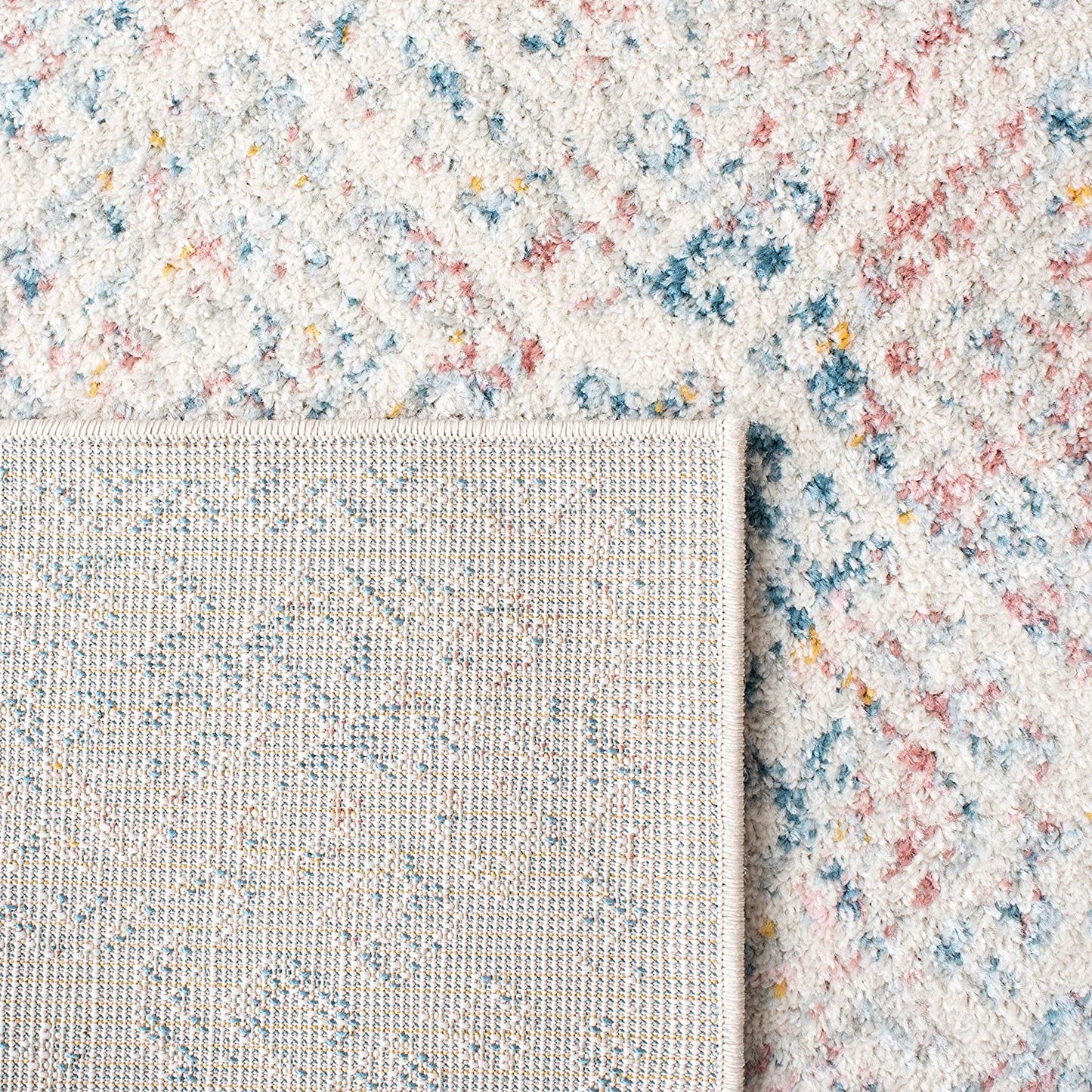 Moroccan Boho Area Rug Ivory / Terracotta