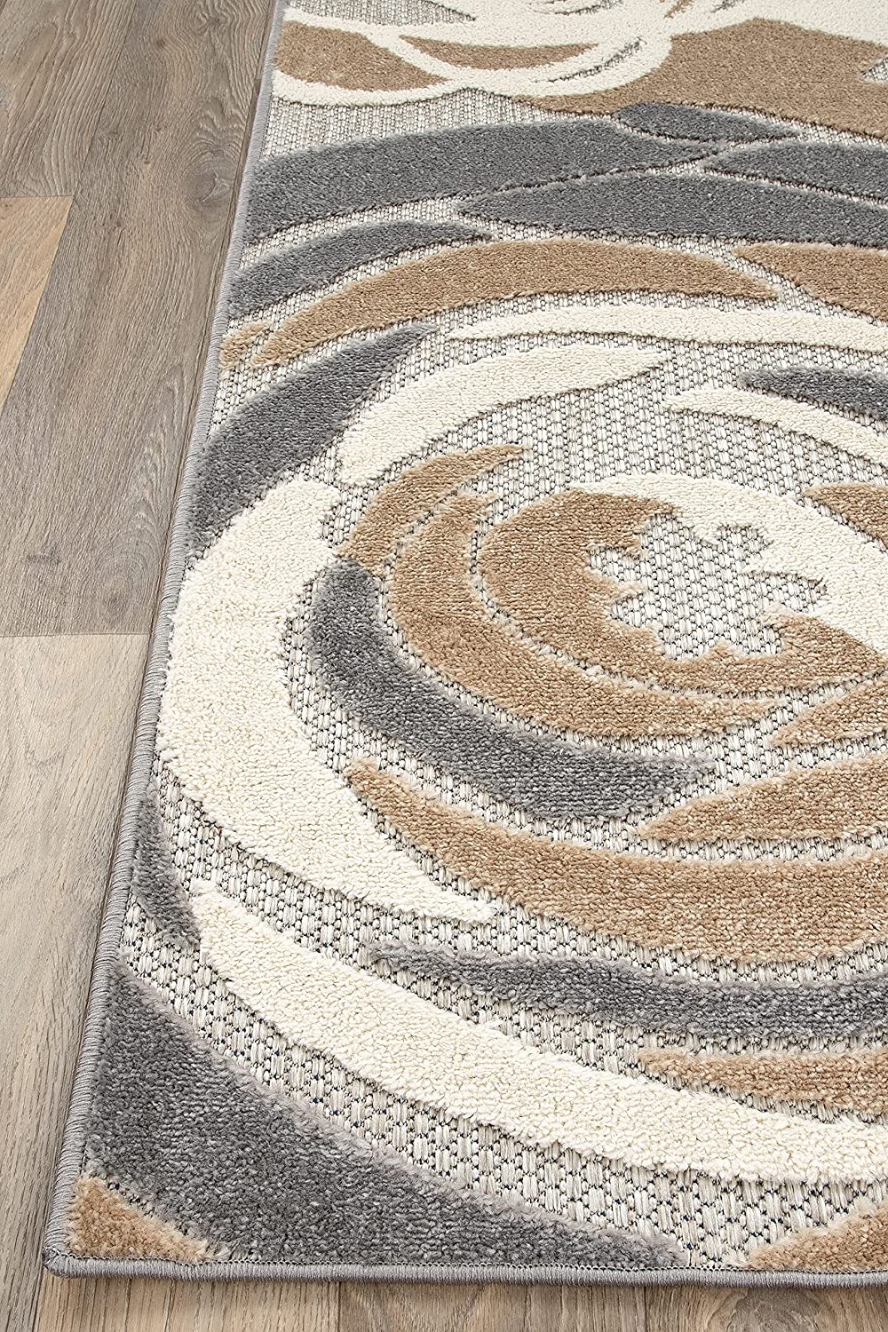 Ravenna Modern Large Floral Flowers Indoor/Outdoor Runner Rug Gray