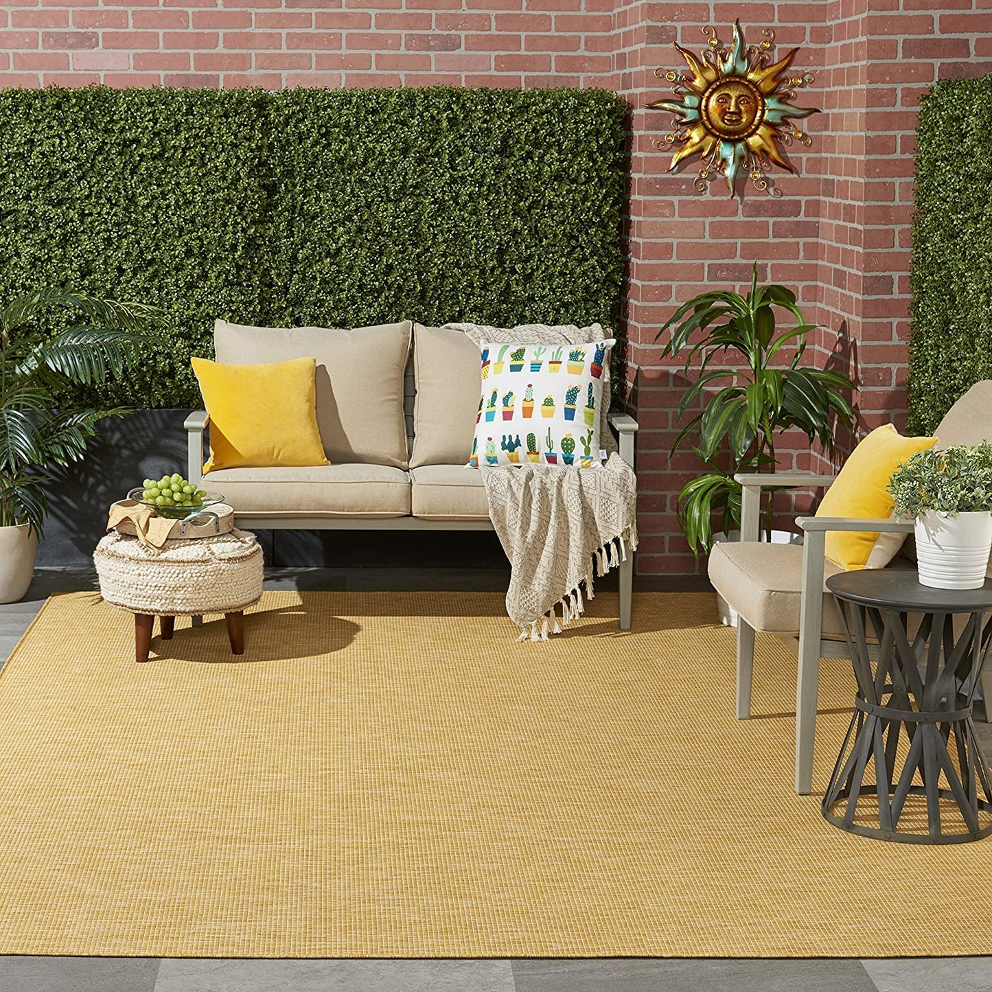 Flat-Weave Indoor/Outdoor Yellow SWwoft Area Rug