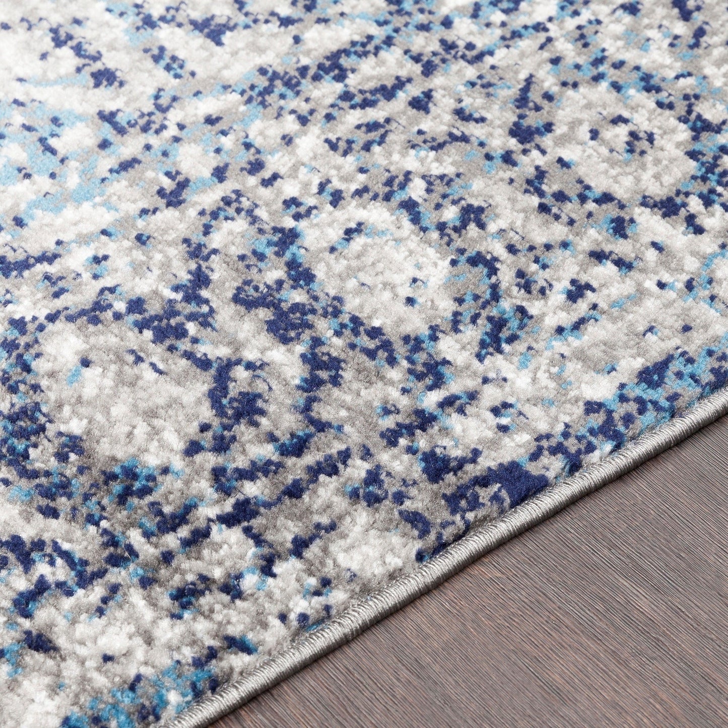 Vintage Navy Blue Gray White Area Rug
