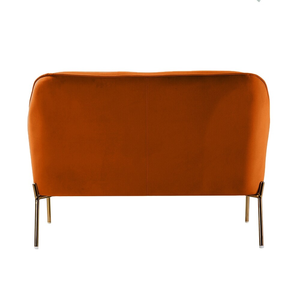 Barbara 43" Contemporary Velvet Loveseat Sofa with Goldtone Metal Legs
