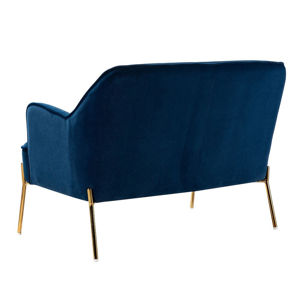 Barbara 43" Contemporary Velvet Loveseat Sofa with Goldtone Metal Legs