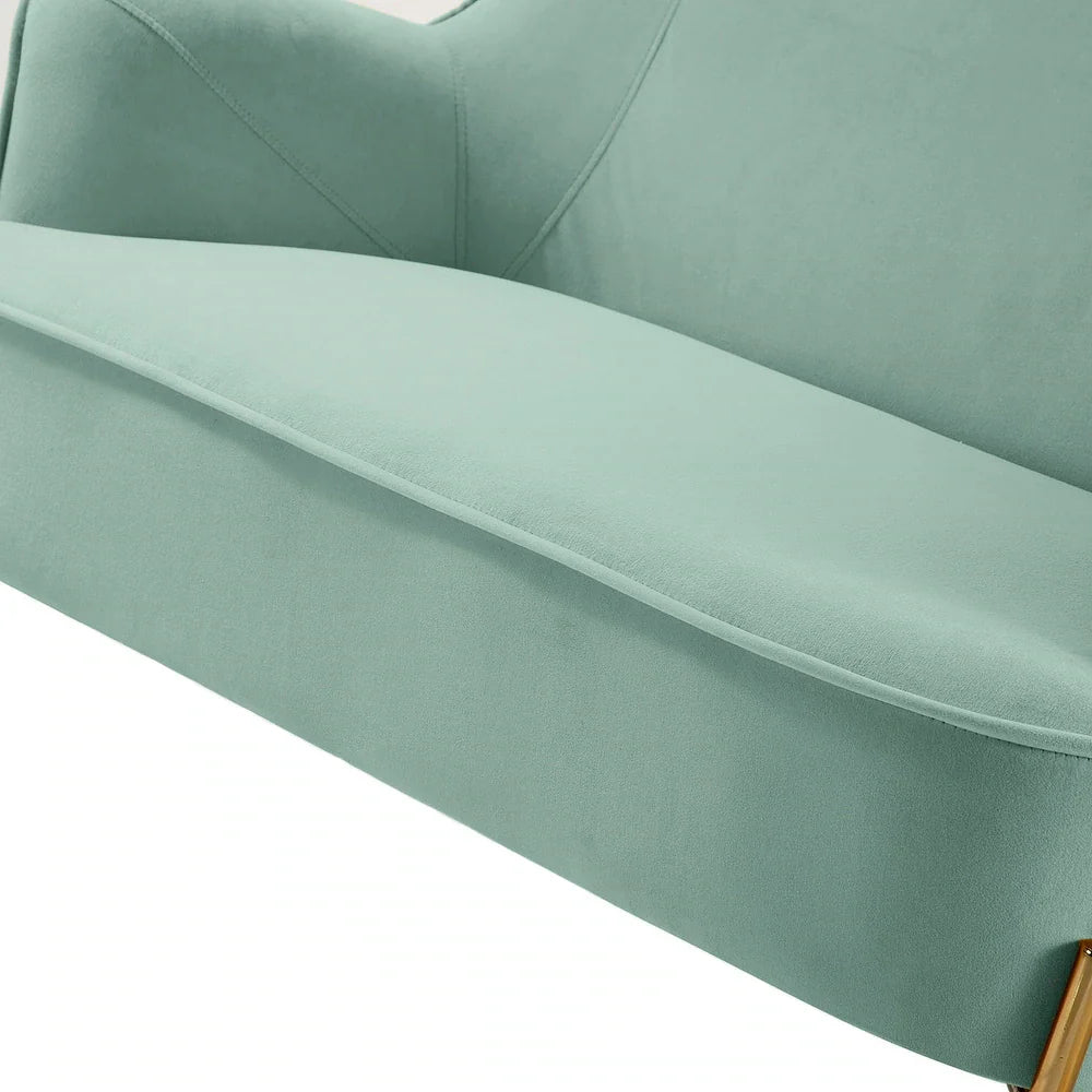 Barbara 43" Contemporary Velvet Loveseat Sofa with Goldtone Metal Legs