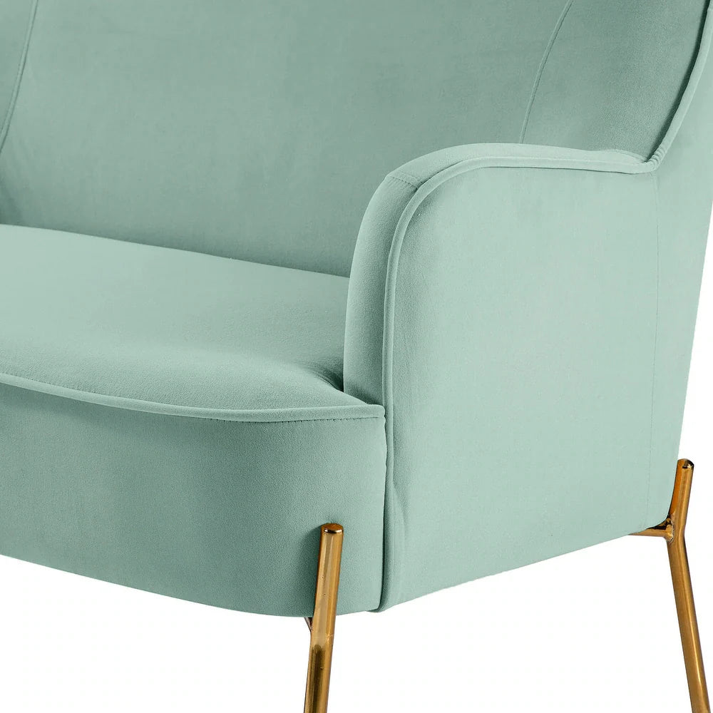 Barbara 43" Contemporary Velvet Loveseat Sofa with Goldtone Metal Legs