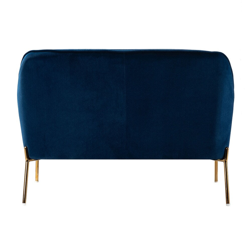 Barbara 43" Contemporary Velvet Loveseat Sofa with Goldtone Metal Legs