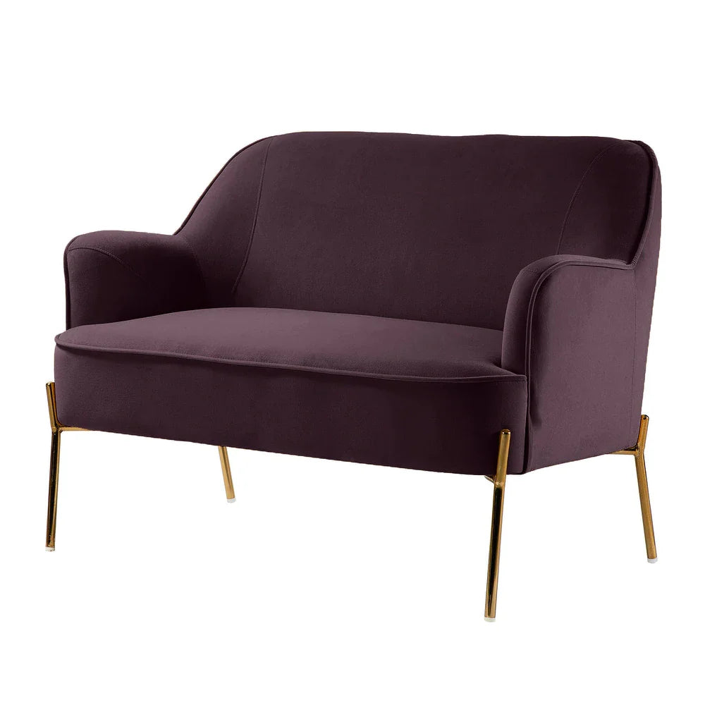 Barbara 43" Contemporary Velvet Loveseat Sofa with Goldtone Metal Legs