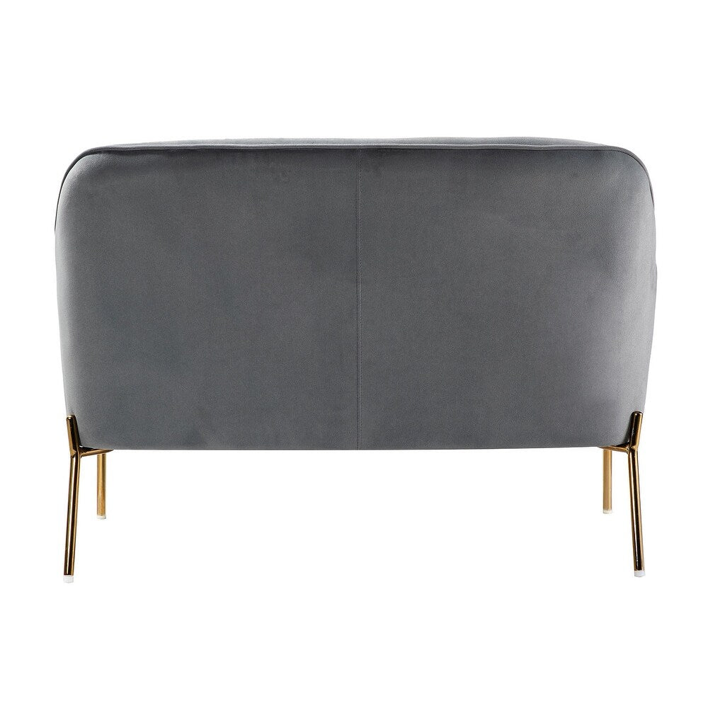 Barbara 43" Contemporary Velvet Loveseat Sofa with Goldtone Metal Legs