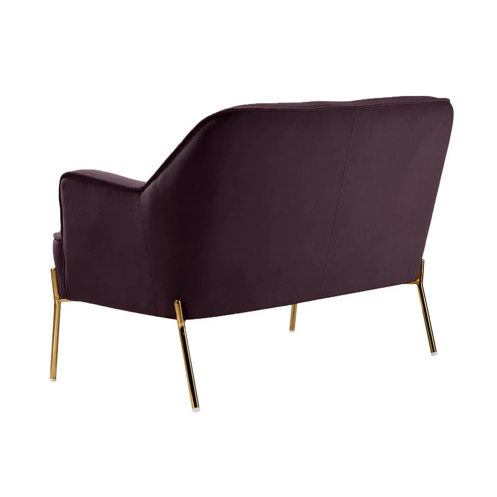 Barbara 43" Contemporary Velvet Loveseat Sofa with Goldtone Metal Legs