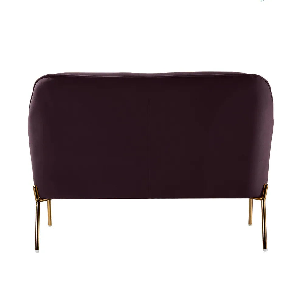 Barbara 43" Contemporary Velvet Loveseat Sofa with Goldtone Metal Legs