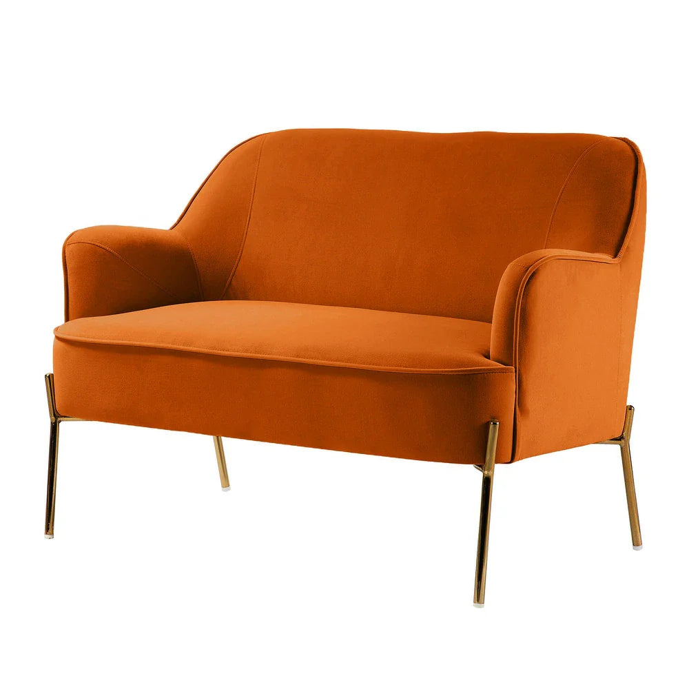Barbara 43" Contemporary Velvet Loveseat Sofa with Goldtone Metal Legs