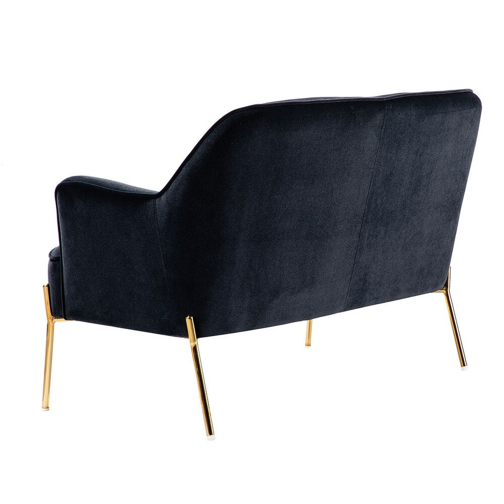 Barbara 43" Contemporary Velvet Loveseat Sofa with Goldtone Metal Legs