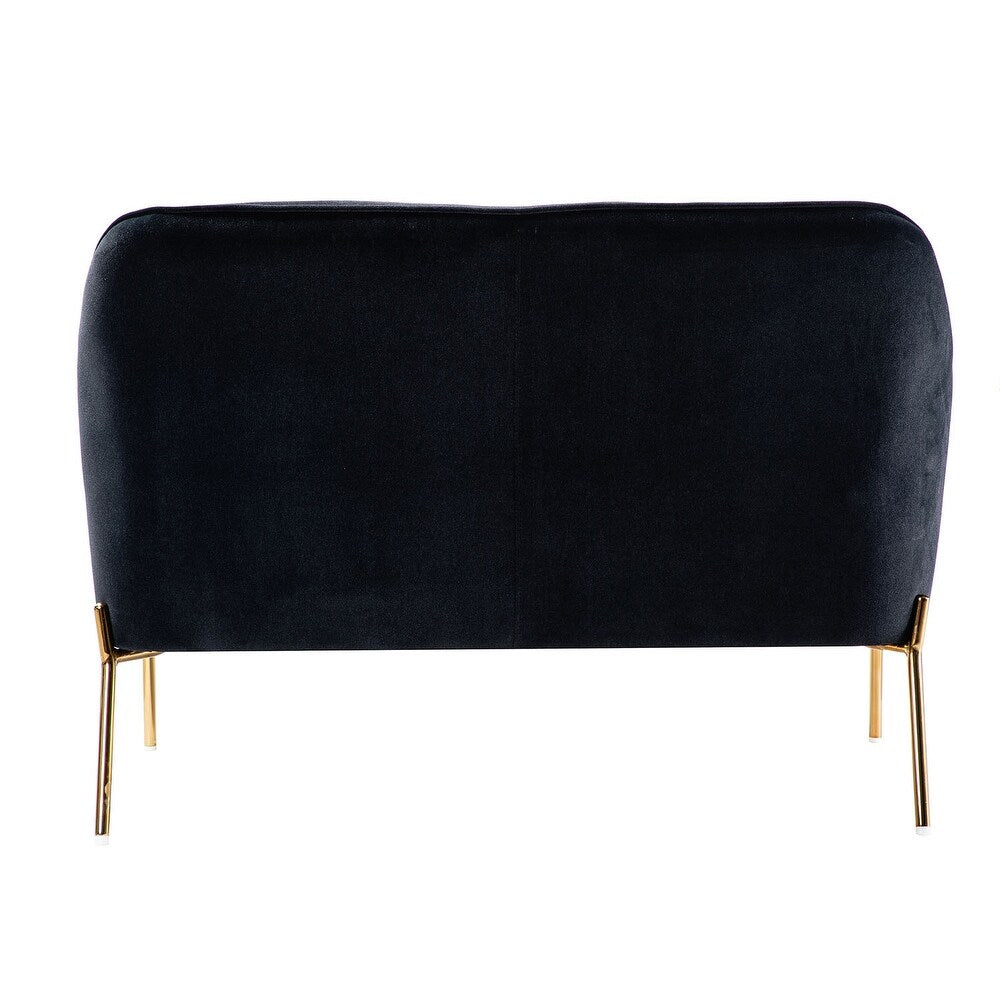 Barbara 43" Contemporary Velvet Loveseat Sofa with Goldtone Metal Legs