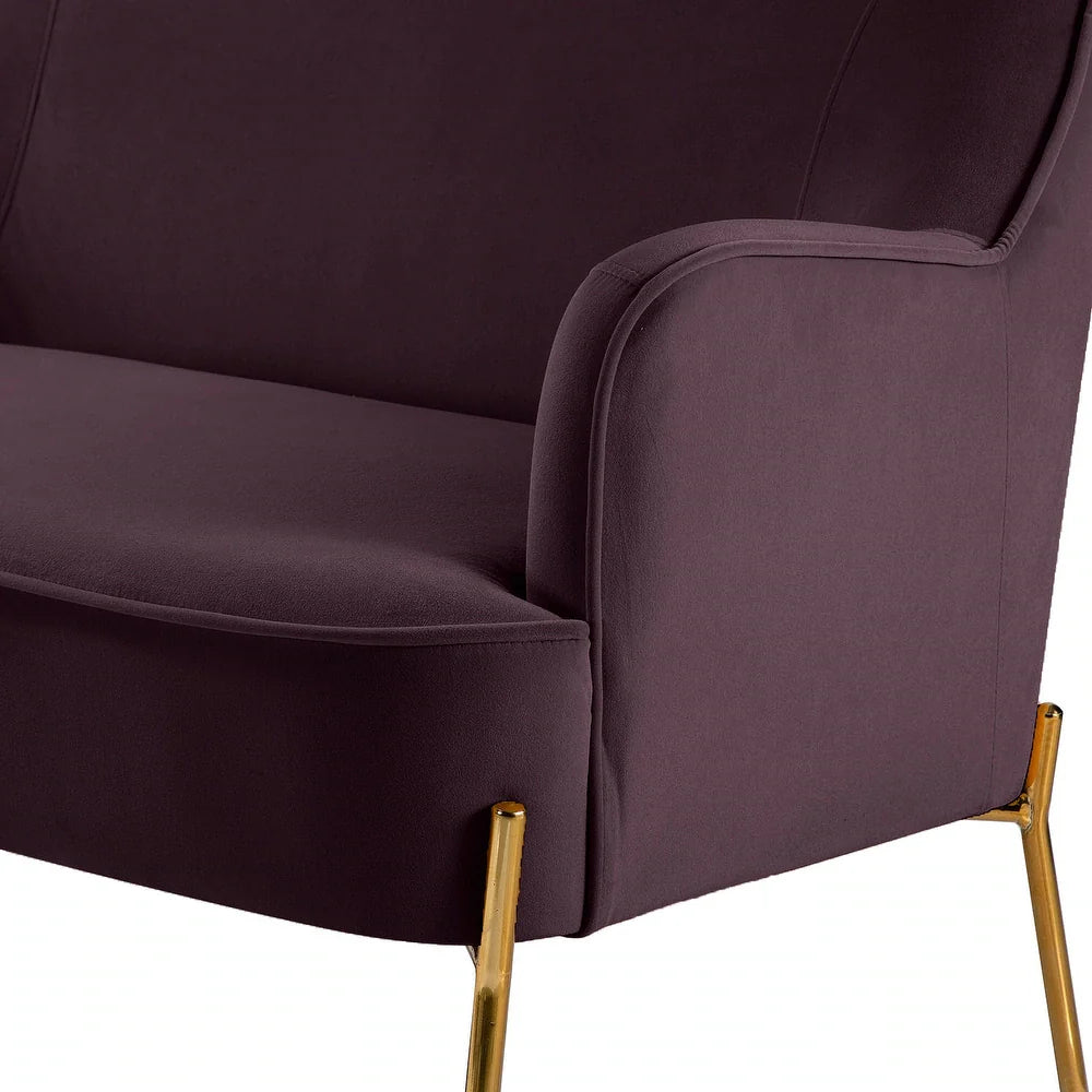 Barbara 43" Contemporary Velvet Loveseat Sofa with Goldtone Metal Legs