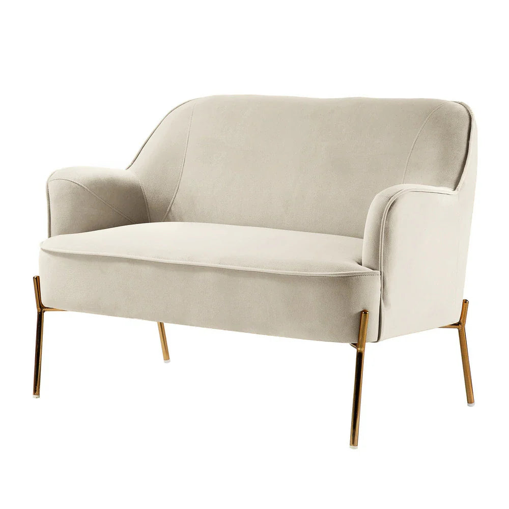 Barbara 43" Contemporary Velvet Loveseat Sofa with Goldtone Metal Legs