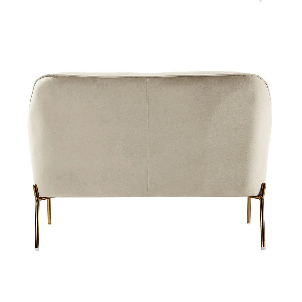 Barbara 43" Contemporary Velvet Loveseat Sofa with Goldtone Metal Legs