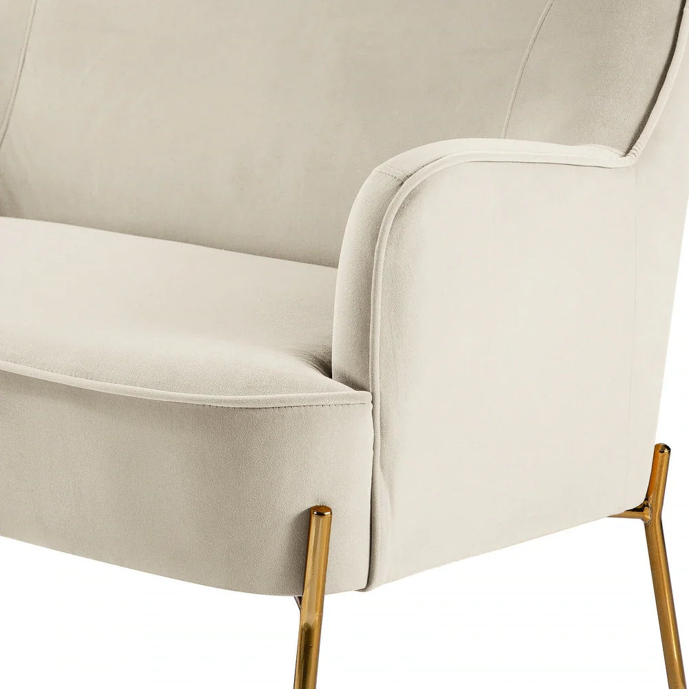Barbara 43" Contemporary Velvet Loveseat Sofa with Goldtone Metal Legs