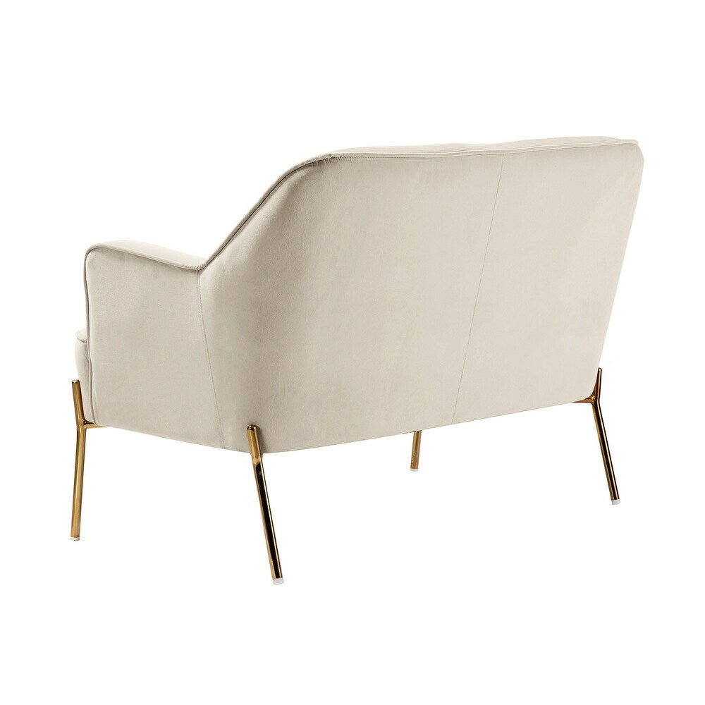 Barbara 43" Contemporary Velvet Loveseat Sofa with Goldtone Metal Legs