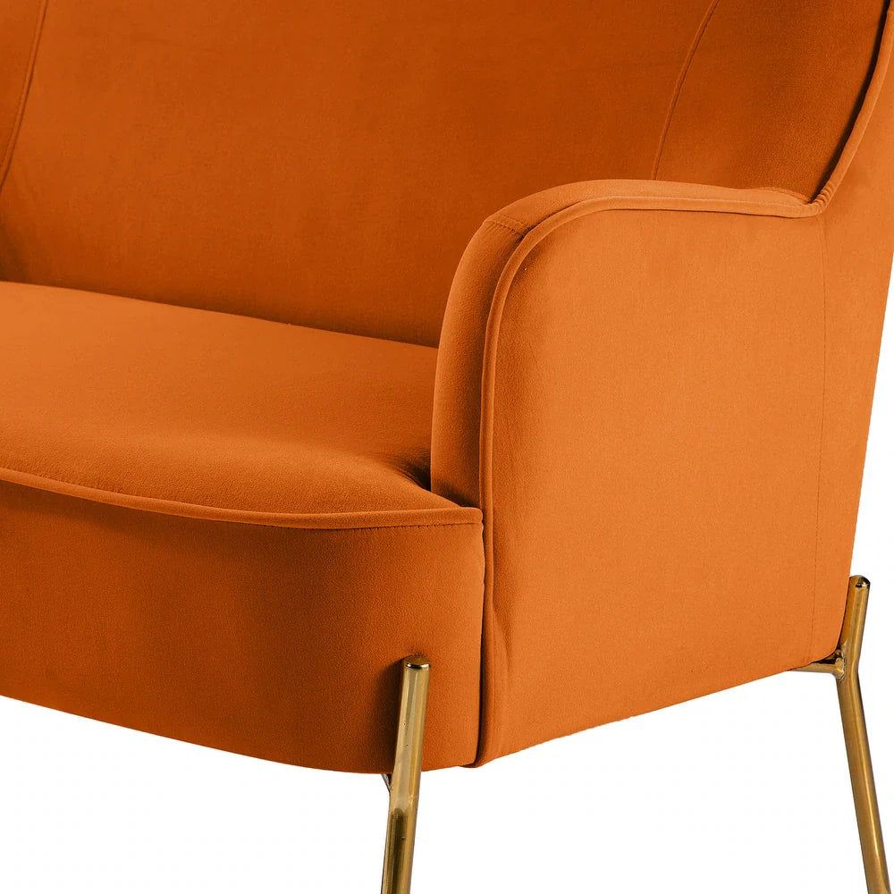 Barbara 43" Contemporary Velvet Loveseat Sofa with Goldtone Metal Legs