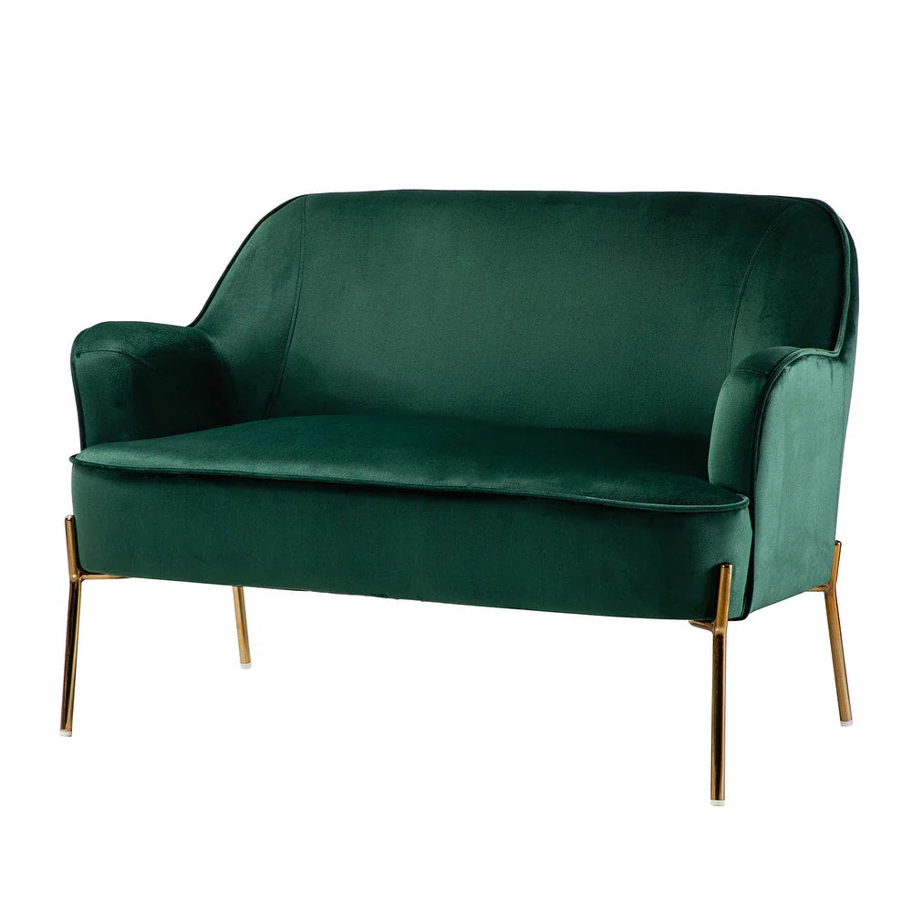 Barbara 43" Contemporary Velvet Loveseat Sofa with Goldtone Metal Legs