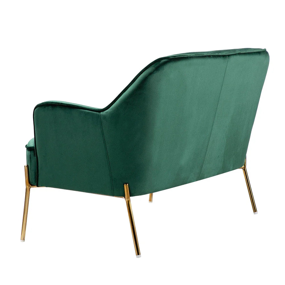 Barbara 43" Contemporary Velvet Loveseat Sofa with Goldtone Metal Legs