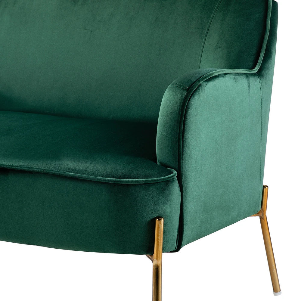 Barbara 43" Contemporary Velvet Loveseat Sofa with Goldtone Metal Legs