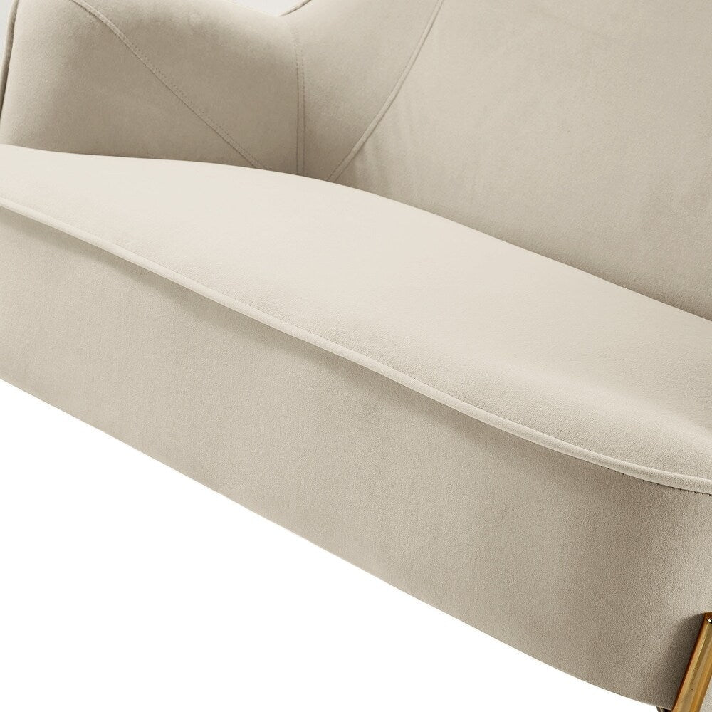 Barbara 43" Contemporary Velvet Loveseat Sofa with Goldtone Metal Legs