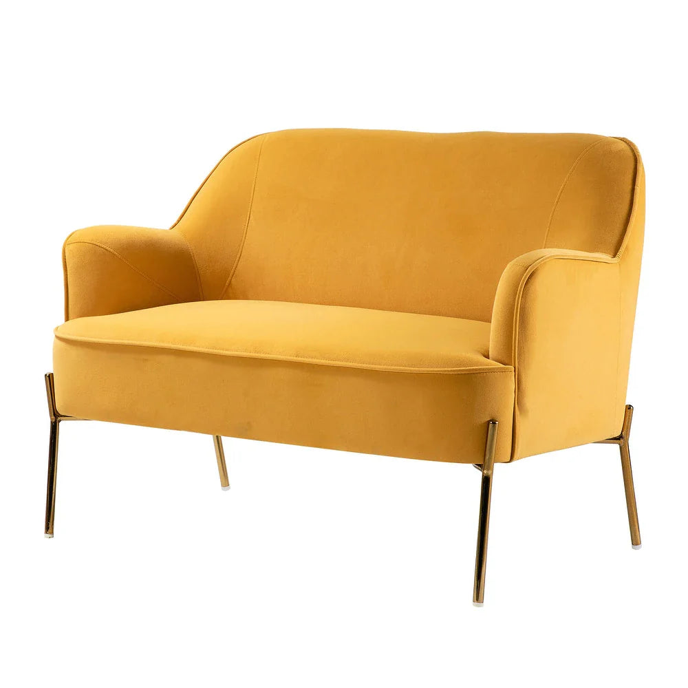 Barbara 43" Contemporary Velvet Loveseat Sofa with Goldtone Metal Legs