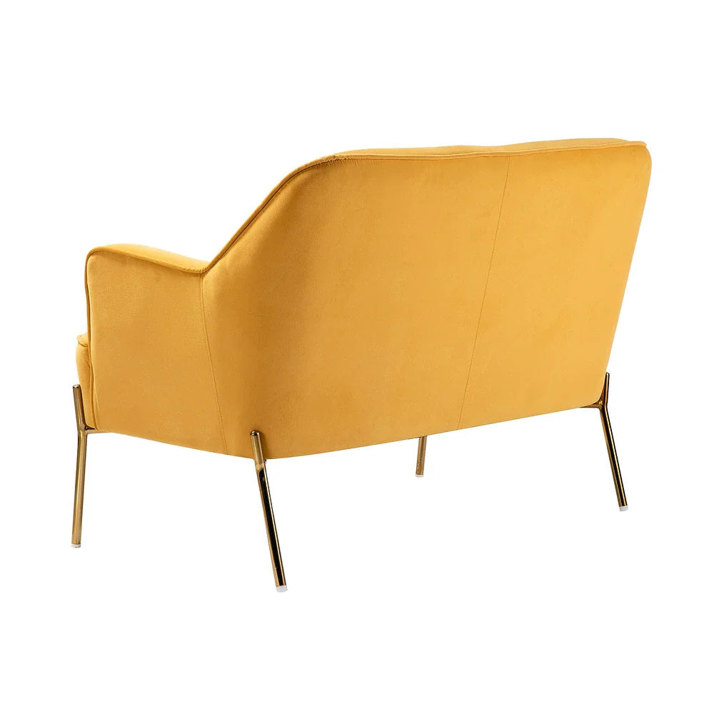 Barbara 43" Contemporary Velvet Loveseat Sofa with Goldtone Metal Legs