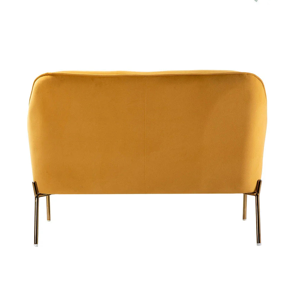 Barbara 43" Contemporary Velvet Loveseat Sofa with Goldtone Metal Legs